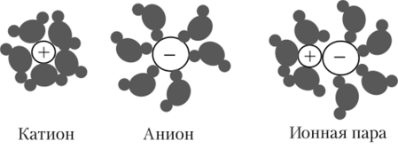 Гидратация ионов в растворе.