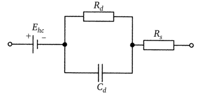 Эквивалентная схема электрода, находящегося в контакте с электролитом.