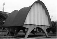 Ферроцементная оболочка в форме гипара толщиной 16 мм для Павильона космических лучей. Мехико, 1953–1954 гг., арх. Ф. Кандела.