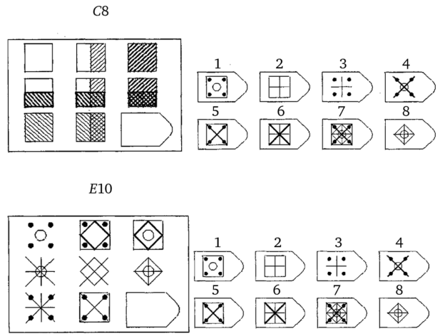 Стандартные прогрессивные матрицы Дж. Равена (образец задания).