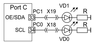 Схема подключения светодиодных индикаторов.