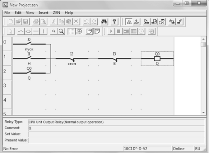 Создание программы в виде электрической схемы с использованием программного обеспечения Zensoft.