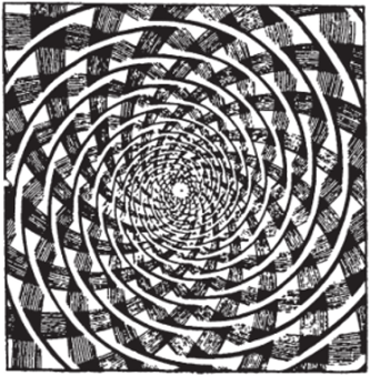 Спиральные линии на рисунке - в действительности окружности.