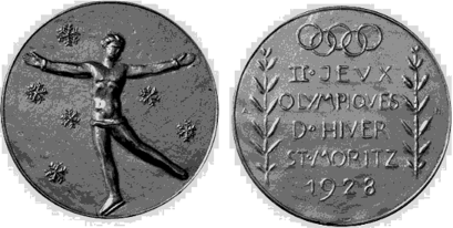 Олимпийская медаль чемпионов II Олимпийских зимних игр 1928 г. в Санкт-Морице.