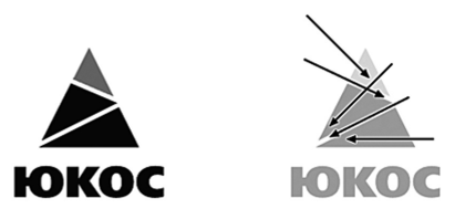 Логотип ЮКОСа раздираем противоположными направлениями.