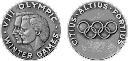 Олимпийская медаль чемпионов VIII Олимпийских зимних игр.