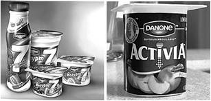Пример йогуртов и молочной продукции компании Danone.