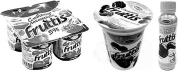 Пример йогуртов Fruttis компании Compina.