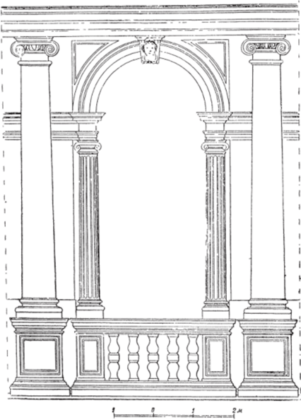 Полуциркульное окно с кронштейном на арке.