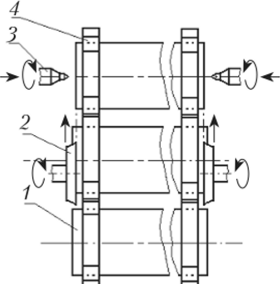 Схема работы фрезерно-центровального станка.