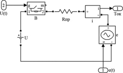 Эквивалентная схема электрической подсистемы контактора.