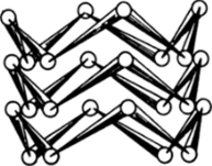 Взаимное расположение молекул S в кристалле ромбической серы Рис. 7.7. Расположение молекул в слое кристалла нафталина.