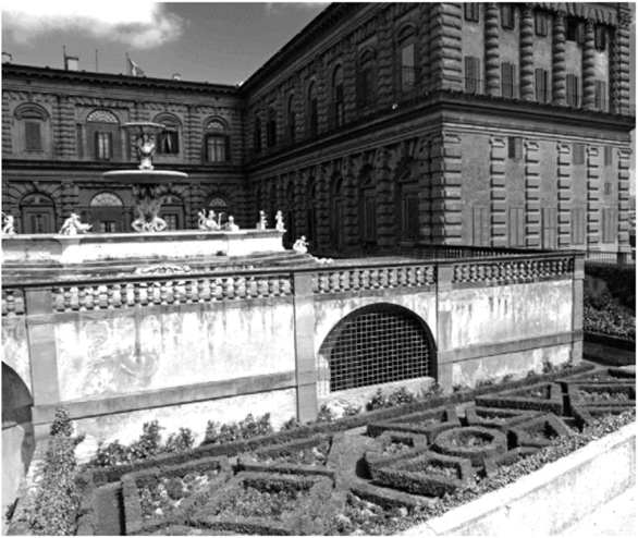 Садовый фасад дворца Питти во Флоренции. Амманатн.