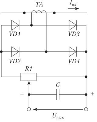 Датчик переменного тока на основе трансформатора тока.