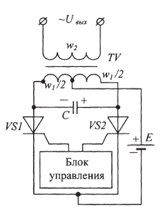 Схема однофазного автономного инвертора.