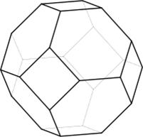 Зерно модельного поликристалла, представленное в виде полиэдра с 14 гранями.