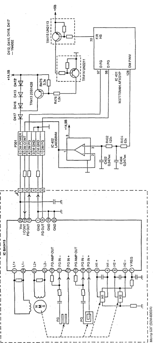 Функциональная схема управления электроприводом БВГ видеомагнитофона SDV-0302A.