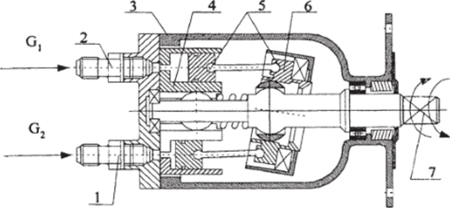 Схема газомоторного пневматического двигателя.