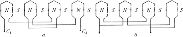 Соединение катушечных групп при 2р = 8.