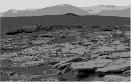 Ландшафт Марса внутри гигантского кратера Гейл (марсоход «Curiosity», NASA).