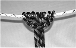 Схватывающий узел, выполненный с помощью сдвоенной веревки.