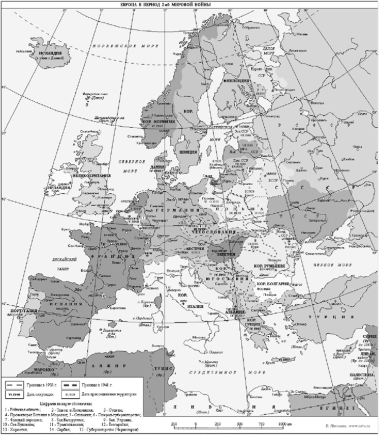 Карта Европы после Первой мировой войны.