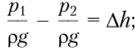 Схема применения уравнения Бернулли.