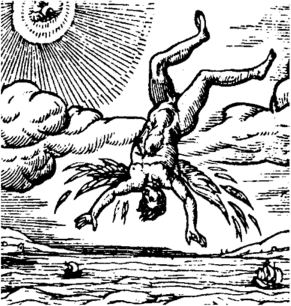 Падение Икара. Иллюстрация из книги Дж. Уитни. Избранные эмблемы. Лейден. 1586.