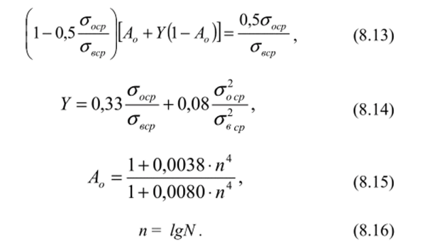 Примечание. Величина G^p принимается по табл. П7.2 ирил. 7, число циклов N вычисляется в зависимости от срока службы детали.