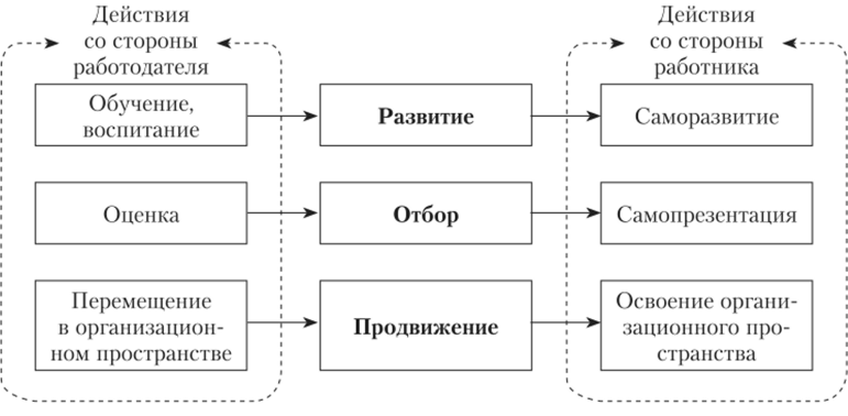 Схема взаимодействия работодателя и работника в процессе управления карьерой по Н. И. Шаталовой.