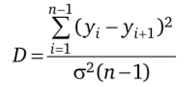 и сравнивают со значением D > (Р, п) критерия Нойманна (табл. 4.16), отвечающим доверительной вероятности Р. Нуль-гипотеза, т.е. гипотеза об отсутствии различий, отклоняется, если D лежит ниже табличного значения для доверительной вероятности Р = 0,95. Отклонение нуль-гипотезы подтверждает наличие тренда во временном ряду, т.е. тенденции в изучаемом показателе деятельности предприятия (развития внешней среды).