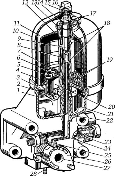 Полнопоточная масляная центрифуга двигателя СМД-14БН.