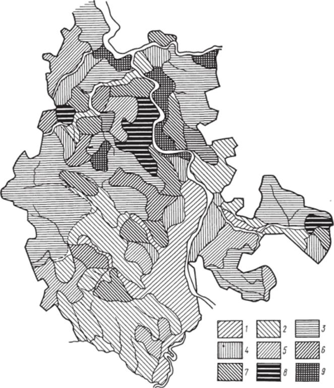 Схема функционального зонирования крупной групповой системы населенных.