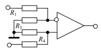 Принципиальная схема включения резистивного делителя на входе компаратора.