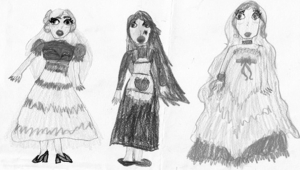 Диснеевские принцессы (Белль, Золушка, Аврора) как популярные образы для девочек среднего и старшего дошкольного возраста.