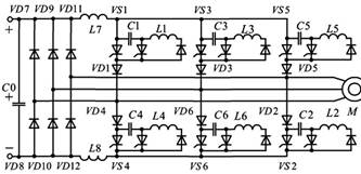 Схема асинхронного электропривода с автономным инвертором напряжения.