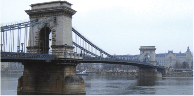 Мост через реку Дунай в Буда-Пеште (1849).