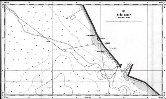 Морская гидрографическая карта рейда Адлер.