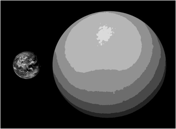 Уран в сравнении с Землей.