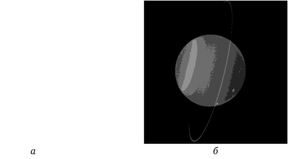 Строение атмосферы Урана (а) и его кольца (б).