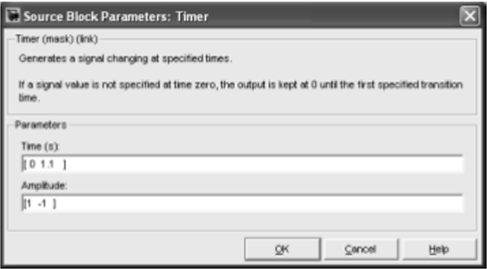 Окно ввода параметров блока Timer.