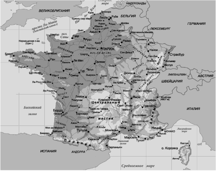 Карта Франции.