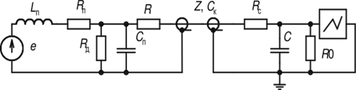 Схема замещения пояса Роговского с R - С интегратором.