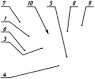 Схема расположения номеров позиций на сборочном чертеже.