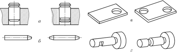 Образцы получения симметричных конструкций деталей (справа) из несимметричных (слева).