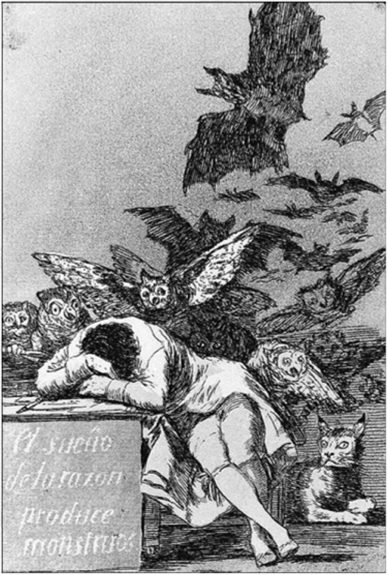 Ф. Гойя. Сон разума рождает чудовищ. 1797.