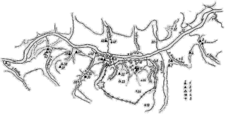 Схема расположения древних смоленских памятников (по Н. Н. Воронину, П. А. Раппопорту)[1] [2].