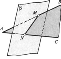 Построение линии пересечения двух плоскостей по точкам пересечения прямых линий с плоскостью.