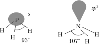 Орбитали фосфора и азота в водородных соединениях.