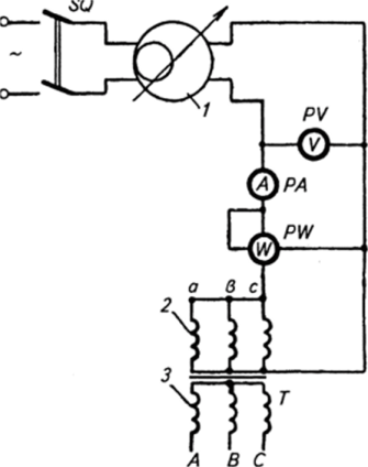 Схема сушки трансформатора токами кулевой последовательности.